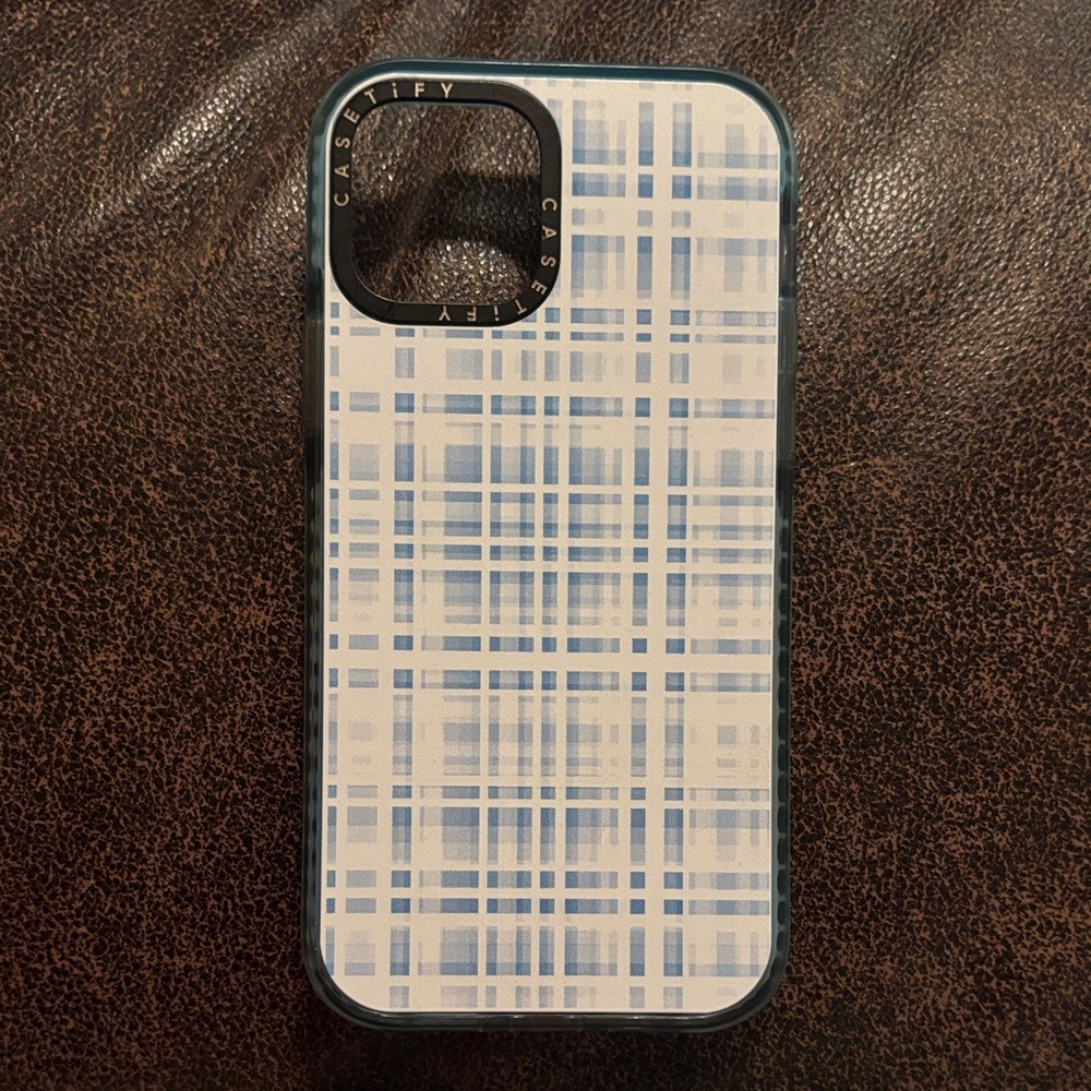 Casetify White and Blue Checkered Phone Case